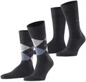Burlington Herren Socken Everyday Mix Multipack M So Baumwolle gemustert 2 Paar, Grau