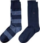 Tommy Hilfiger Herrensocken Doppelpack Uni/Ringel Jeans Gr&ouml;&szlig;e 39-42