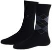 TOMMY HILFIGER Herrensocken Doppelpack Rautenmuster schwarz/grau Gr&ouml;&szlig;e 39-42