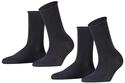 FALKE Damen Socken Happy Double Pack W So Baumwolle einfarbig 2 Paar, Blau Dark Navy