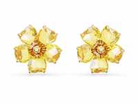 Swarovski Florere Ohrstecker, Gelbe und Vergoldete Ohrringe mit Blumen-Motiv und