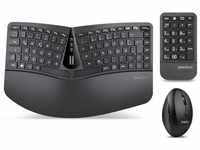 Perixx PERIDUO-606A, 3-in-1 Kabellose kompakte ergonomische Tastatur mit...