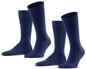 FALKE Herren Socken Happy Double Pack M So Baumwolle einfarbig 2 Paar, Blau Royal
