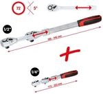 KS Tools 914.1412 1/4" + 1/2" Teleskop-Umschaltknarren-Satz, 2-tlg