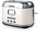 Muse Edelstahl-Toaster in beige und retro Design, analoge Anzeige, beleuchtete