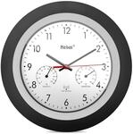 MEBUS Funk-Wanduhr mit Thermometer und Hygrometer/schwarzer Rahmen/wei&szlig;es