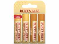 Burt's Bees 100 % natürlicher, feuchtigkeitsspendender Lippenbalsam, 4er-Pack,