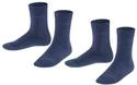 ESPRIT Unisex Kinder Socken Foot Logo Multipack K So Baumwolle einfarbig 2 Paar, Blau