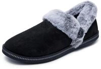 Skechers Damen Cozy Campfire Fresh Toast Hausschuh, Black Microfiber Faux Fur, 39 EU