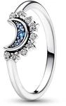 PANDORA Moments Himmlisch Funkelnder Blauer Mondring aus Sterling Silber mit klaren