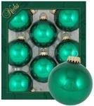 Dekohelden24 Lauschaer Christbaumschmuck - 8er Set Kugeln Uni gl&auml;nzend smaragdgr&uuml;n,