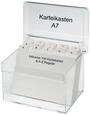 MAUL Karteikasten A7 aus Acryl | Kartenbox inkl. 100 Karteikarten und A-Z...