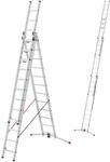 Hailo Master S120 Pro Mehrzweckleiter - 3-teilige, klappbare Aluminium-Leiter - als