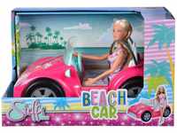 Steffi Love Beach Car, Spielpuppe im coolen Sommeroutfit mit Strandbuggy, 29cm,...