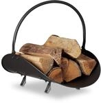 Relaxdays Kaminholzkorb schwarz, Brennholzkorb gro&szlig;, Holzwiege Kamin,...
