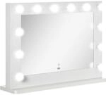 HOMCOM Hollywood Spiegel mit Beleuchtung Touchschalter 80 x 60 cm Wei&szlig; 