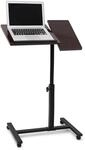 Relaxdays Laptoptisch h&ouml;henverstellbar, Laptopst&auml;nder Holz, mit Rollen, drehbar,