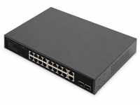 DIGITUS 20 Port Gigabit Ethernet PoE Netzwerk-Switch - 16x RJ45 PoE + 2x RJ45 +...