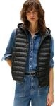 Tommy Hilfiger Damen Weste Padded Global Stripe Vest mit Kapuze, Schwarz (Black), M