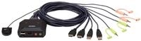 Aten CS22H 2-Port USB 4K HDMI Cable KVM Switch with Remote Port Selector