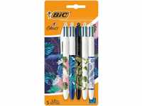 BIC 4 Farben Kugelschreiber Set 4 Colours Dekor Botanik, verschiedene Designs,...