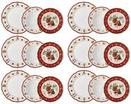 Hutschenreuther Happy Wintertime rotes Weihnachtsgeschirr 6 Personen Set, Porzellan,