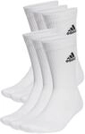 adidas Unisex Cushioned Sportswear Crew Socks 6 Pairs, White / Black, 34-36
