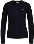 Gant Damen Stretch Cotton Cable C-Neck Pullover, Evening Blue, XL EU