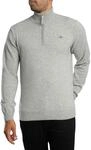 Gant Herren Superfine Lambswool Half Zip Pullover, Grey Melange, XL EU