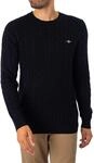 GANT Pullover Langarm Rundhals Kabelstrick beige