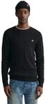 GANT Herren Cotton Cable C-neck Pullover, Schwarz, M EU