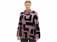 TOM TAILOR Damen Plussize Rollkragen-Pullover mit Muster, lilac geometric knit