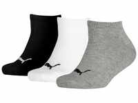 Puma Kinder Sneaker Socken, Grau/Weiß/Schwarz, 27/30 (3er Pack)