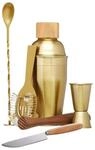 BarCraft Cocktail Set, Professionelles Cocktail Shaker Set aus Messing, 6-teiliges