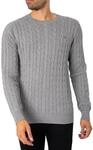 GANT Herren Cotton Cable C-neck Pullover, Grey Melange, 3XL EU