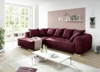 Stella Trading SENTINA Ecksofa in Samtoptik, Burgund - Moderne Eckcouch in...