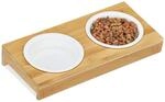 Relaxdays Doppelnapf, Katzen & kleine Hunde, 2 x Keramik Napf, je 200 ml,