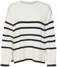 VERO MODA Feinstrick Pullover Oversize Gestreifter Longsleeve Sweater Dropped