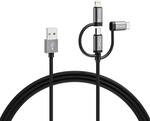 VARTA 3in1 Kabel USB A auf Lightning, Micro USB, USB C - 2 m, bis zu 12 W, 480
