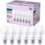 PHILIPS LED E27 Lampen 6-er Pack (100 W), matte LED Lampen mit warmwei&szlig;em Licht,