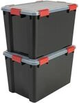 Iris Ohyama Luftdichte Kunststoff-Aufbewahrungsboxen mit Deckel, 70L, 2er-Set,