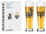 RITZENHOFF 3481010 Weizenbierglas 500 ml - 2er Set - Serie Brauchzeit - Runen Motiv,