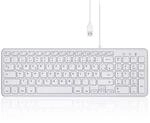 Perixx PERIBOARD-213W DE Kabelgebundene Kompakte USB Tastatur mit leisen