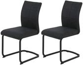 Hela Tische, 2er Set Esszimmerstuhl,Schwingstuhl Pia, Microfaser Anthrazit,