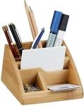 Relaxdays Schreibtisch Organizer Bambus, Stiftehalter Holz, Stiftebox...