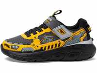 Skechers Boys Sneaker, Charcoal Synthetic/Textile/Yellow Trim, 43 EU