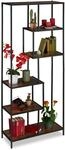 Relaxdays Regal im Industrial Style, 6 Ebenen, Holzoptik, Vintage B&uuml;cherregal,
