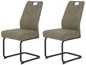 Hela Tische, 2er Set Schwingstuhl Kerstin XL-Breite, Microfaser Schlamm,