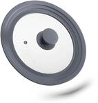 Relaxdays Topfdeckel universal, flexibler Glasdeckel mit Silikonrand & Dampfloch,