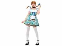 Beer Maiden Costume, Blue, with Printed Dress, (L)